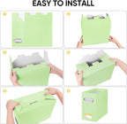 BALEINE File Organizer Box, Cardboard File Folder Organizer with Handle for Letter Size, Portable Collapsible Hanging Filing 