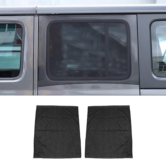 Rear Window Sun Shade Covers Elasticized Breathable Mesh Car Side Window Screens Net UV Protection Sunshade for Jeep Wrangler TJ JK JL & Gladiator JT 1997-2023,2PCS