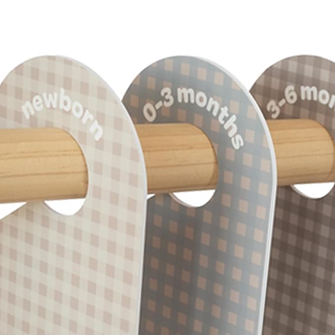 3 Sprouts Baby Closet Dividers 8-Piece Set Newborn to 2T - Double-Sided Organizer for Nursery Clothing Storage - Gingham