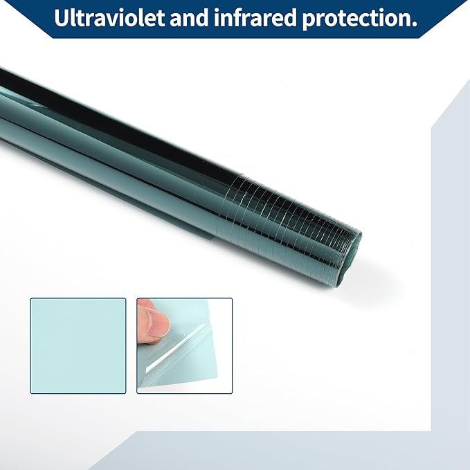 Car Window Tint Film Window Privacy Film Car Carbon 2PLY PET 9.84 ft x 29.92 Inch 1 Pc Sky Blue VLT 60% IRR 26% UVR 99%