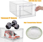 Attelite X-Large Clear Shoe Boxes Stackable Plastic Shoe Organizer ,Thicken & Sturdy Shoe Storage Box with Magnetic Door, Dro