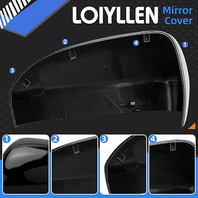 Driver Side Mirror Cover Replacement for Ford Fusion 2013 2014 2015 2016 2017 2018 2019 2020 2021 2022 - Left Side Mirror Covers, Rear View Mirror Cap Accessories Without Lamp, Black