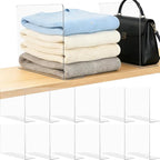 Shelf Dividers for Closet Organization: 12" Tall x 12" Deep Acrylic Shelf Dividers for Clothes Sweater Purse - Clear Closet O