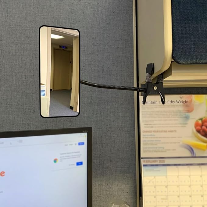 Ampper Acrylic Clip On Security Mirror, Flexible Convex Cubicle Mirror for Personal Safety and Security Desk Rear View Monitors or Anywhere (6.69" x 2.95", Rectangle)