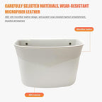 Car Trash Can, Mini Auto Garbage Bin Multipurpose Storage Container with Slot Clip, Waterproof Leather Small Dustbin Interior Accessories for Vehicle Door Front Back Seat (White)