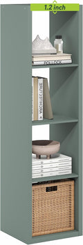 Furinno Cubicle Book Shelf, Vertical 4-Cube Bookshelf, Extra Thick Horizontally & Vertically Reversible Bookcase with Open Ba