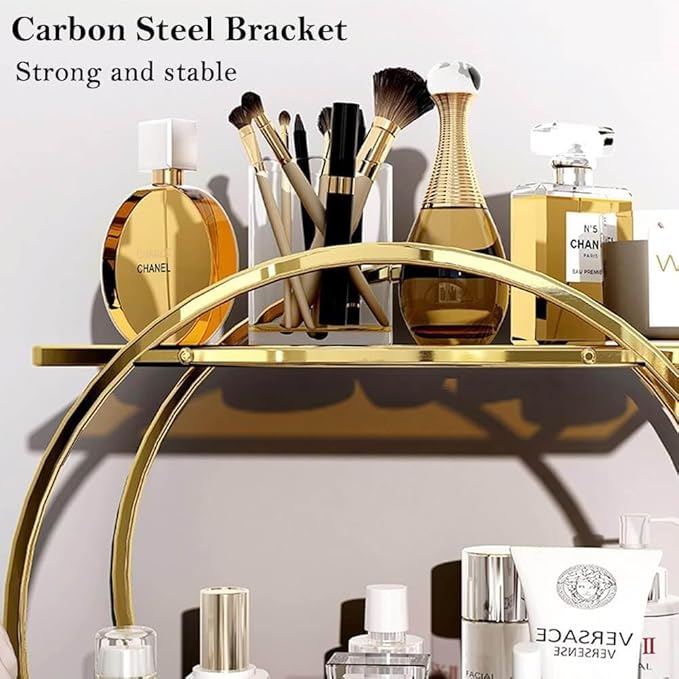 Perfume Organizer for Dresser, 2 Tier Bathroom Counter Organizers and Storage, Gold Makeup Organizer for Vanity, Bathroom Acc