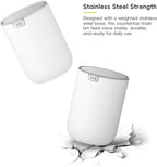 EKO Fandy 0.58 Gal/2.2L Mini Trash Can with Lid, Swing-Top Desktop Trash Can for Bathroom, Countertop, Vanity, Desk or Office, Small Garbage Bin (White)