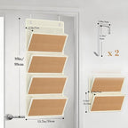 homyfort hanging wall file organizer, Over the door file folder organizer with 4 Large Bamboo Pockets, Suitable for Home, Off