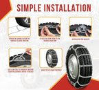 Mytee Products (Set of 2) 22.5" Twist Link Snow Tire Chain for Semi Trucks - Emergency Tire Traction Grip Chains - Snow Blowe