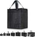 NZ home Insulated Bags for Food Delivery (Medium) Grocery Shopping Cooler Bag, Pizza Delivery, Hot & Cold Catering Tote, Reusable, Foldable & Heavy Duty (Black)