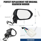 Passenger Side Mirror Assembly Compatible with Toyota Corolla 2020-2025 Heated with Turn Signal, Power Adjustable Glass Replace 8791012F80, TO1321394, 8791002926 Black (6Pin Right)