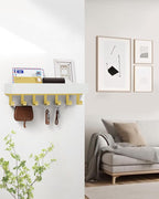 Key Holder Wall Mount Adhesive Magnetic - Hanging Key Hooks with Mail Organizer Tray for Wallet House - Keys Hanger Rack with