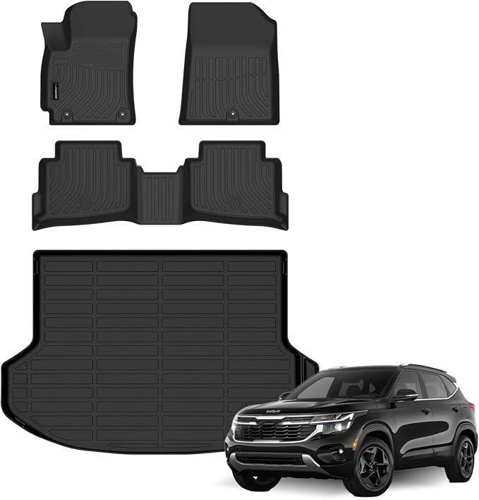 Auxko All Weather Floor Mats Cargo Mat for Kia Seltos 2024 2025 2026 TPE Liners All Season Accessories Guard Odorless Anti-Slip Floor Liners Trunk Tray for Kia Seltos 2026 2025 2024