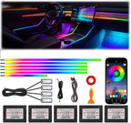 Acrylic Interior Car Ambient Lighting, Interior RGB LED Strip Kit with Music Sync Mode, 55 Inch Length Suitable for Pickup, Trucks, SUV and Large Vehicles (10 in 1)
