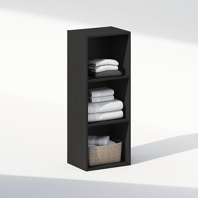 Furinno Reed Closet Organizers and Storage, 3-Tier Closet Organizer, Open Shelf Closet Storage, for Wardrobe, Bedroom, Living