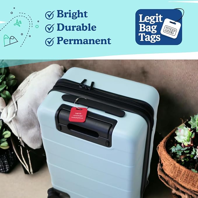 Custom Luggage Tags (3 or 6 Pack) - Personalized Unique Suitcase & Backpack Travel, Durable, Waterproof & Heavy Duty (Hot Pin