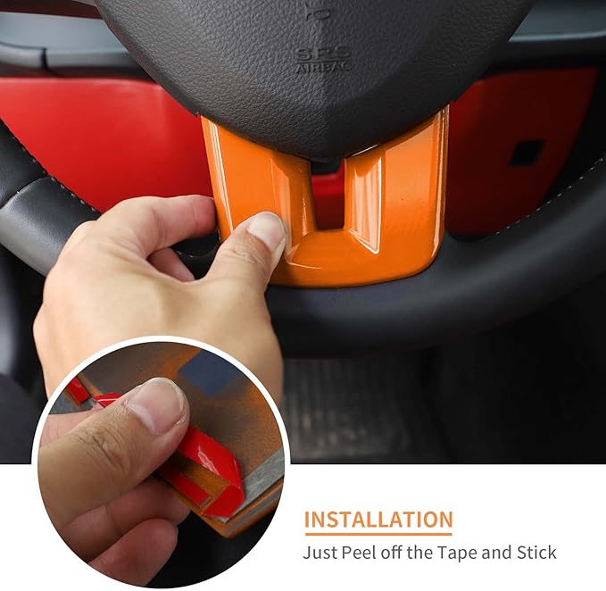 Linskip Steering Wheel Trim Compatible with Dodge Durango/Dart/Challenger/Charger 2009-2014 & Journey 2013-2023, Durango Steering Wheel Cover, Durango Interior Accessories 3Pcs(Orange)