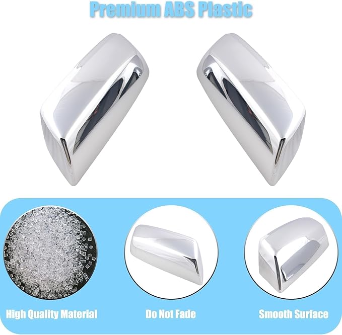 AUCERAMIC Chrome Top Half Mirror Cover Caps Fit for 2014-2018 Chevy Silverado 1500 2500HD 3500HD GMC Sierra 1500 2500HD 3500HD