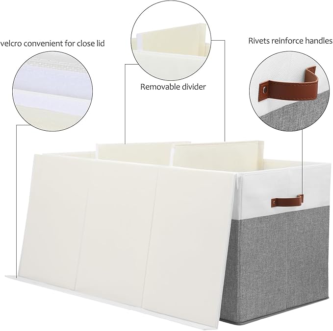 Gowee Extra Large Toy Storage Box with Lid, Sturdy Toys Storage Chest Bin Organizer Basket with Dividers for Kids, Boys, Girl