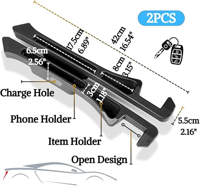 Car Seat Gap Filler Organizer 2 Pack,Upgraded Front Seat Side Storage with Phone Slot & Charging Hole,Universal Dual-Slot Crevice Blocker & Console Insert for Car, SUV, Truck,Car Essentials,Black