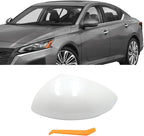 Left Driver Side Replacement Mirror Cover Compatible with Nissan Altima 2019 2020 2021 2022 2023 2024 2025 Exterior Door Side Rearview Mirror Cap Cover Without Turn Signal Light Pearl (White)