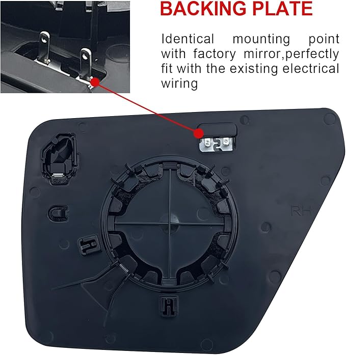 Passenger Side Mirror Glass Compatible with Ford F150 2022 2023 Mirror - With Rear Holder，Blind Spot Detection, Power Heated