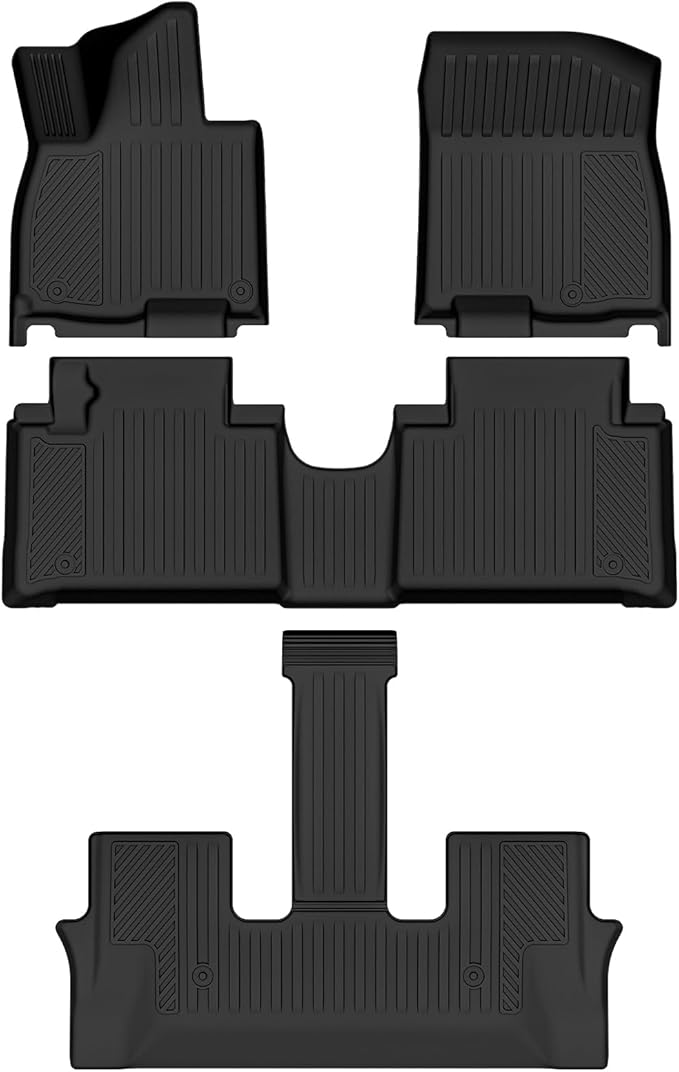 Auxko All Weather Floor Mats for Hyundai Palisade Hybrid 2026 7&8 Seats All Season TPE Accessories Guard Odorless Anti-Slip High Edge Floor Liners