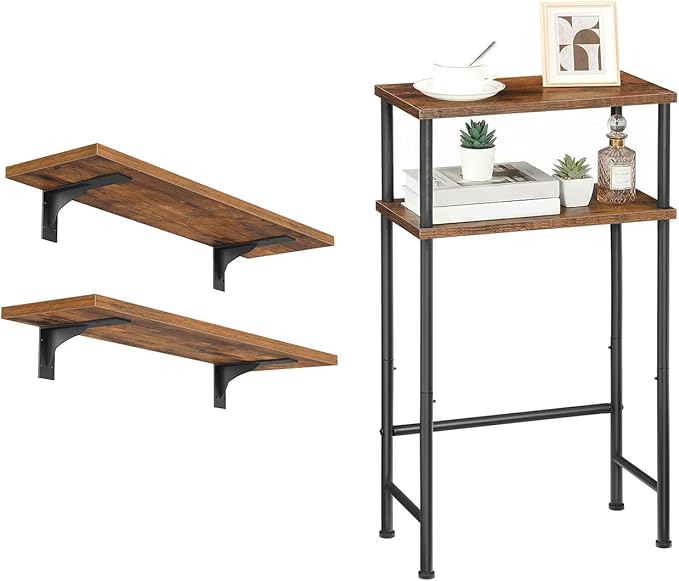 HOOBRO Floating Shelves for Wall, 15.7" Entryway Table with Storage, Hanging Storage Shelf with Metal Brackets, Skinny Consol