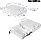 16 inch Under Desk Mounted Drawer with Tall Brackets Height Adjustable Pull Out Drawer Covered with Lock Secure for Office De