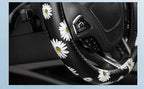 Dotesy Leather Flowers Car Steering Wheel Cover, Fashion Floral Steering Wheel Protector Universal for 36-38cm Anti Slip Auto