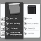 Leather Car Trash Can with Smart LED Light & Magnetic Closure, Hanging Car Trash Bag, Small Car Trash Can, Leak-Proof, Odor-Lock Car Trash Bin for Any Cars, Sedans, SUVs, Trucks, Black