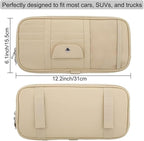 Car Sun Visor Organizer, Auto Interior Accessories Pocket Organizer - Car Truck SUV Storage Pouch Holder, with Multi-Pocket Net Zipper (Beige)