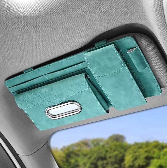 Multifunctional Car Visor Organizer (Suede leather - Blue)