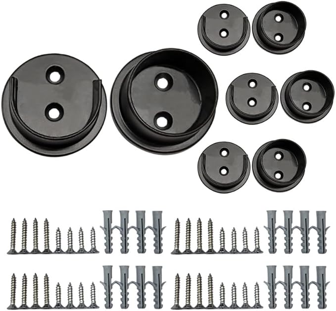 QCAA Premium Solid Brass Closet Pole Socket Set, Heavy Duty, 1-1/2 inch, with Stainless Screws, Oil_Rubbed Bronze, 4 Pairs, M