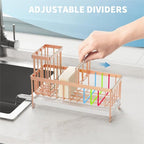 Cisily Sponge Holder for Kitchen Sink, Sink Caddy Organizer with High Brush Holder, Kitchen Countertop Organizers and Storage