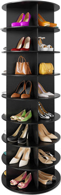 SpaceAid 8 Tier Rotating Shoe Rack Tower, Spinning Shoe Display Lazy Susan, Revolving 360 Shoe Rack Storage Round Carousel, V