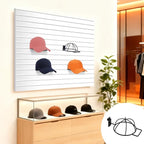 AHANDMAKER 6 Pcs Slat Wall Hat Display Rack Wall Mounted Durable Metal Hat Organizer Accessories for Baseball Caps Wigs Retai
