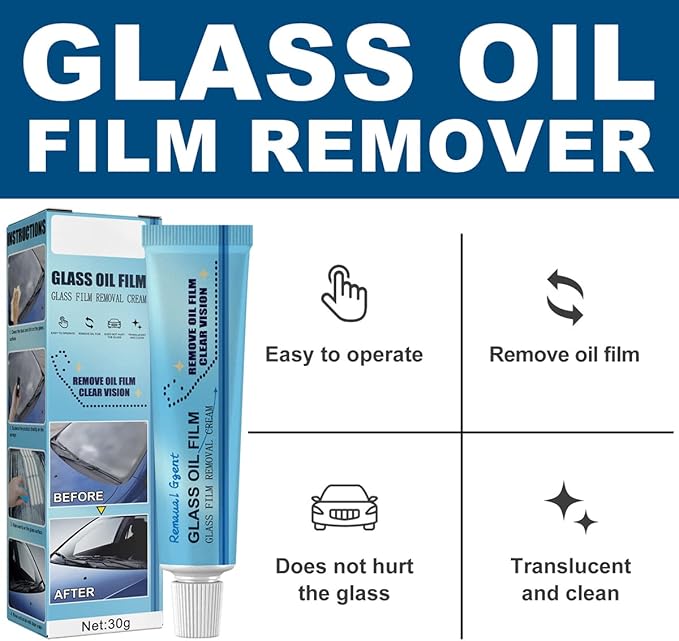 Glashiny - Glass Oil Film Removal Cream,Car Glass Oil Film Cleaner,Glass Oil Film Remover,Glashiny Glass Cleaner for Car (3PC