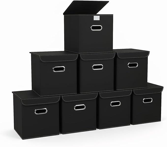 Closet Organizers Fabric Storage Bins With Lids Collapsible Cube Storage Organizer Basket With Handles,Storage Boxes for Clot