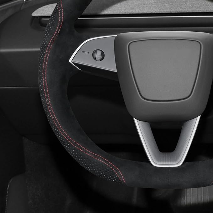 MEWANT DIY Stitching Steering Wheel Cover Wrap for Tesla Model 3 Highland 2023-2025/Model Y 2025 Highland for Tesla Model 3/Model Y Accessories(3D Style)