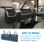 Car Trunk Organizer with Lid, Large Waterproof Vehicle Backseat Hanging Storage Bag with 4 Pockets & Adjustable Straps, Colla