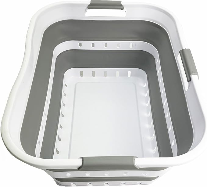 SAMMART 42L (11 gallon) Collapsible Plastic Laundry Basket - Foldable Pop Up Storage Container/Organizer - Space Saving Hampe