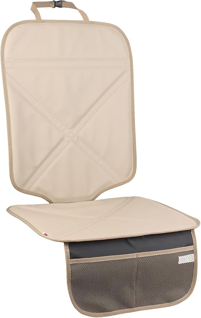 Car Seat Protector Leather Waterproof Child Safety Seat Protector Cover with Thick Pad and 2 Large Pockets Durable Kick Mat f