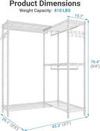 VIPEK L4 Garment Rack L Shaped Clothes Rack for Corner, Freestanding Portable Wardrobe Closet Heavy Duty Clothing Rack with 3