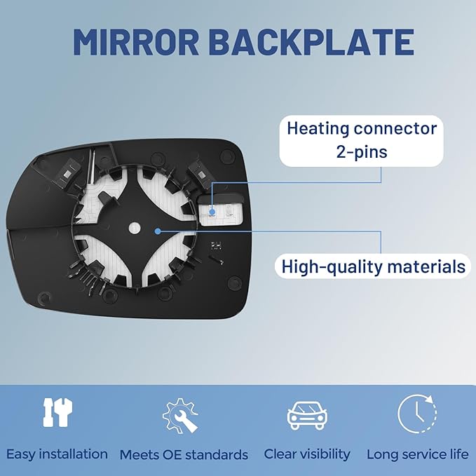 Passenger Right Convex Side Mirror Glass, Heated with Blind Spot Mirror - Compatible with Ford Edge 2015-2018, Replace# FT4Z17K707D
