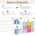9 Cube Storage Organizer with Shelf Back to School Boxes 11 Inch Toy Storage Bins Closet Organizers Drawers Fabric Dresser fo