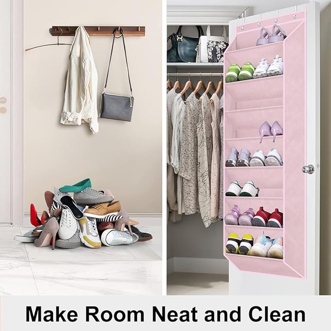 SLEEPING LAMB Over The Door Shoe Organizer for Closet, Kids Sneaker Storage for Hanging Shoe Rack for Door with Large Deep Po