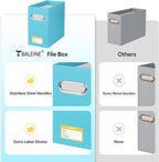 BALEINE File Organizer Box, Cardboard File Folder Organizer with Handle for Letter Size, Portable Collapsible Hanging Filing 