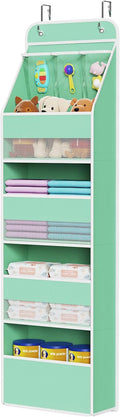 Univivi 5-Shelf Fabric Door Storage Over Door Hanging Organizer with 4 Large Pockets and 3 Small PVC Pockets Nursery Closet C